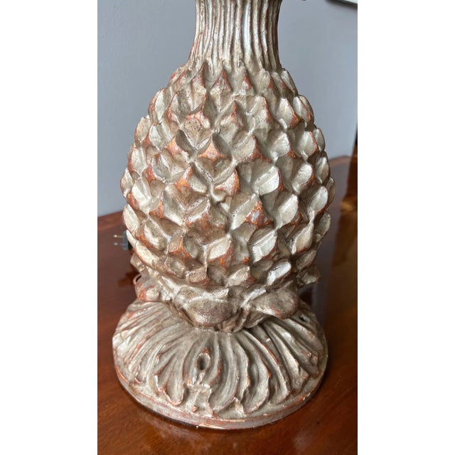 19th Century Silver Leaf Stylized Pineapple Form Lamp For Sale - Image 4 of 6