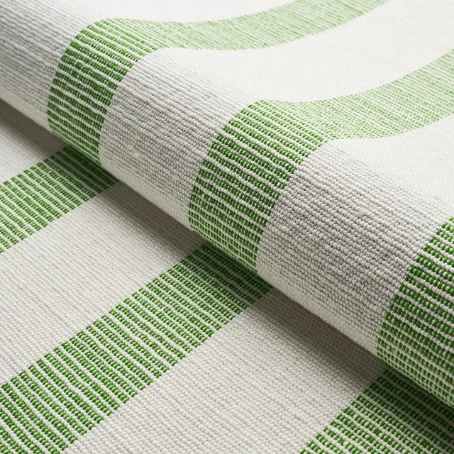 Schumacher Sample - Schumacher Ketley Performance Stripe Fabric in Green For Sale - Image 4 of 4