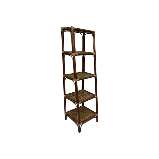 Rattan Wicker Book Shelf Etagere With 5 Graduated Shelves Chairish