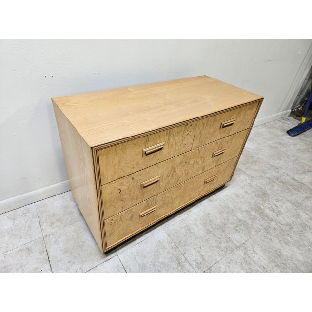 Tan 1980s Henredon Scene Two Bachelors Chest of Drawers Dresser Burlwood Art Deco For Sale - Image 8 of 11