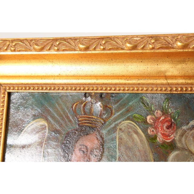 Blue Our Lady of the Apocalypse, Oil on Tin, 19th Century For Sale - Image 8 of 11