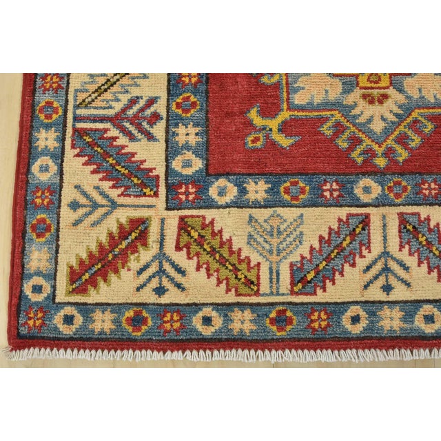 Kazak Runner 2’10” X 9’9” Red Wool Tribal Hand-Knotted Oriental Rug For Sale - Image 10 of 13