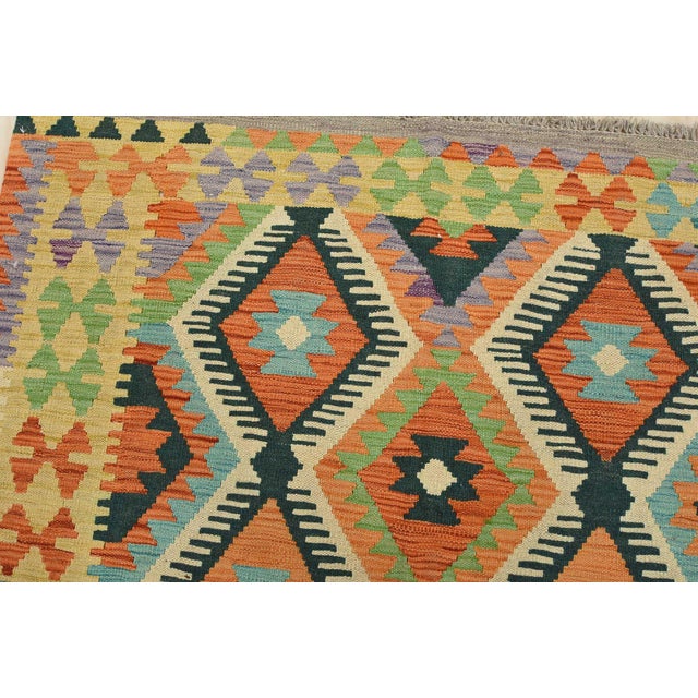 Kilim Rug 4'3'' X 5'9'' Multicolor Wool Handwoven Oriental Carpet For Sale In Philadelphia - Image 6 of 12