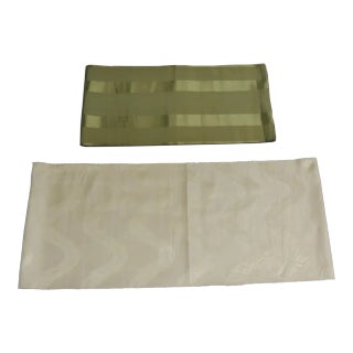 Antique Silk Obi Ribbon/Sash Textiles - Set of 2 For Sale
