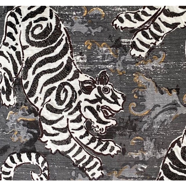 Charcoal Bengal Tiger Embroidered Pillow For Sale - Image 4 of 5