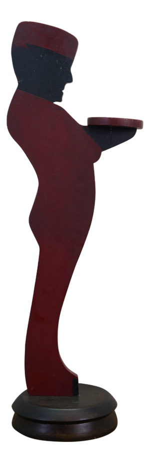 Wood Folk Art Silent Butler Bellhop Dumb Waiter Silhouette Serving Stand 35"