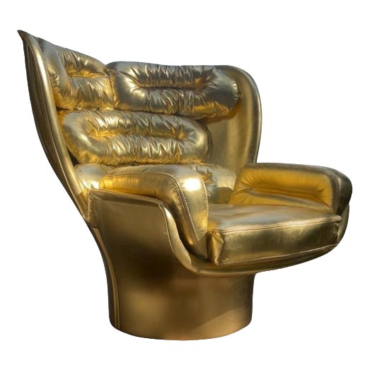 Golden Limited Edition Elda Chair No. 8/20 by Joe Colombo for Longhi, Italy For Sale