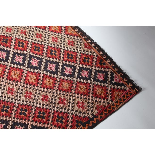 Gemstone Vintage Square Cicim Kilim – Tribal Flatweave With All Over Design -6' X 6' 3'' For Sale - Image 7 of 12