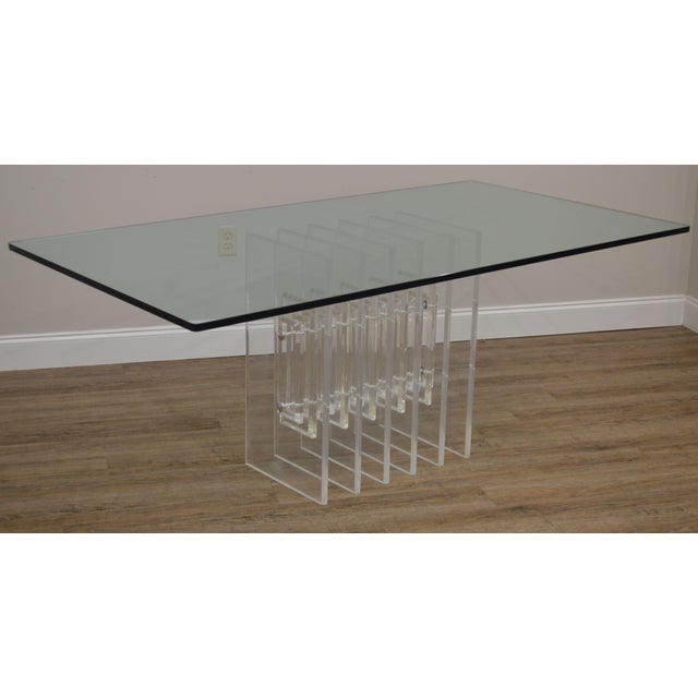 Mid Century Modern Lucite Base Glass Dining Table Chairish