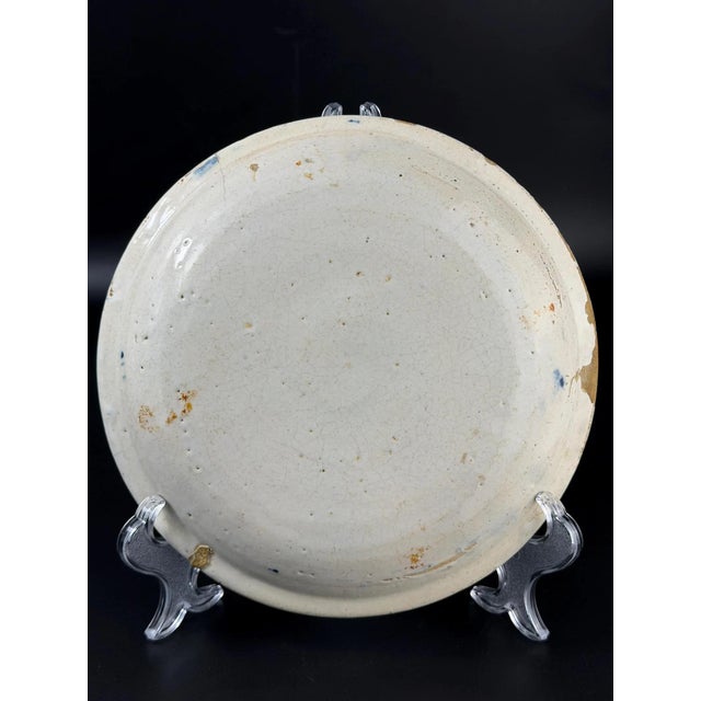 Blue Antique Catalan Blue and White Faience Plate, 1800s For Sale - Image 8 of 9