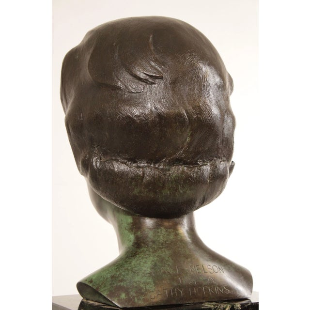 Vintage 1980s Bronze Female Bust by Cathy Hopkins For Sale - Image 11 of 12