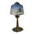 Antique Aladdin Art Nouveau Glass & Cast Metal Reverse Painted Tree Landscape Bourdoir Table Lamp For Sale