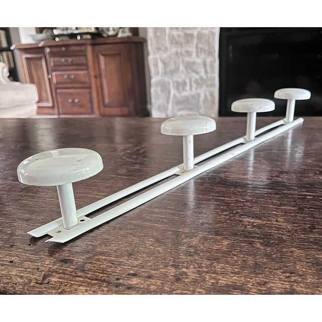Mid 20th Century French White Enamel Four Peg Coat Rack For Sale - Image 13 of 16
