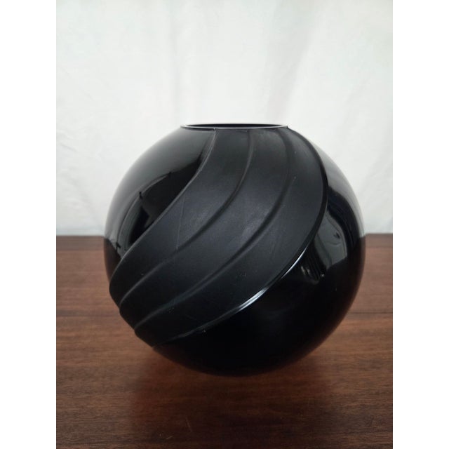 Victorian Art Nouveau Black Amethyst Glass Sculptural Vase For Sale - Image 4 of 7