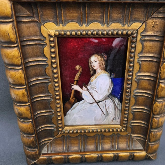 Unknown Artist, Portrait of Maria Ruthven von van Dyck, 1890s, Enameled, Framed For Sale - Image 6 of 7