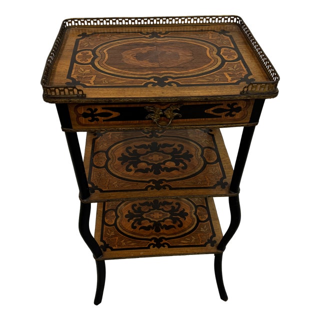 Napoleon III Side Table in Precious Wood Marquetry, France, 1800s For Sale