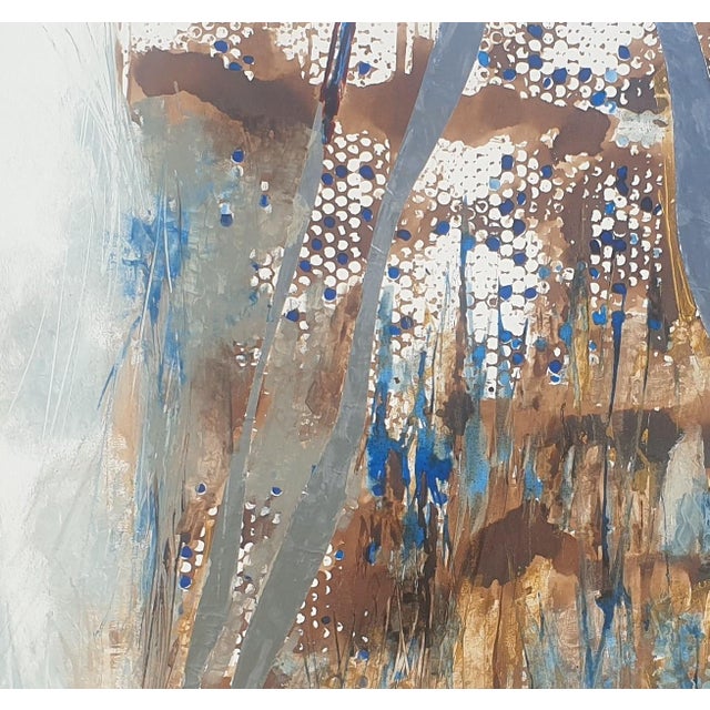 Acrylic, walnut husk, ink and aluminum on canvas size: 100 X 100 date of creation; 05/08/2023 A gush of small bubbles...