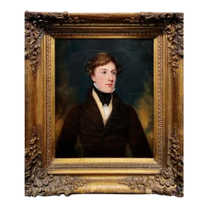 George Hayter Attributed-Portrait of an Elegant Gentleman-19th Century Oil Painting