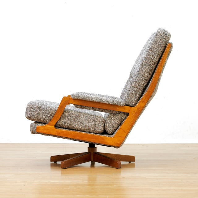 Gray Vintage 1960s Danish Swivel Lounge Chair & Ottoman For Sale - Image 8 of 11