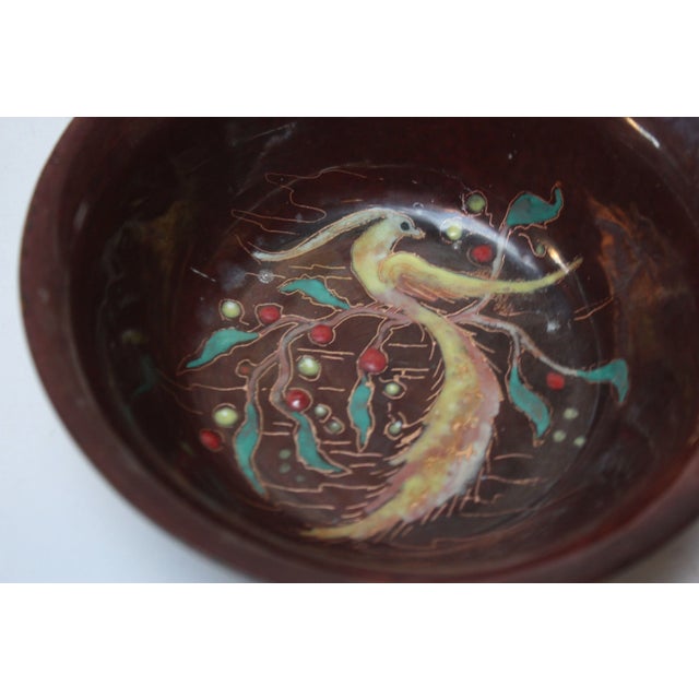 Mid-Century Dutch Modern Hand-Painted Enamel on Copper 'Peacock' Bowl For Sale In New York - Image 6 of 8