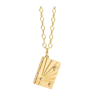 Syna Yellow Gold Cosmic Book Pendant with Diamonds