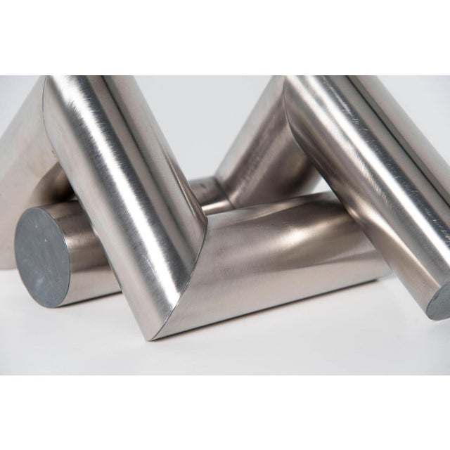 Metal Two Tubes Abstract Sculptures by Rudolf Wolf, 1975, Set of 2 For Sale - Image 7 of 11