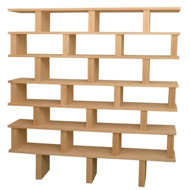 Modern Contemporary "Verticale" Solid Natural Oak Shelving Unit For Sale - Image 3 of 3