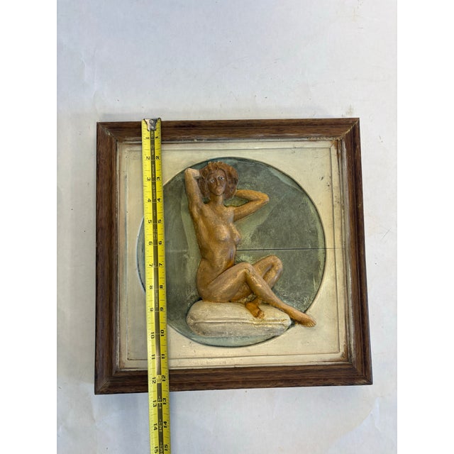 Vintage Mid-Century Wood Female Figure Relief Sculpture For Sale - Image 9 of 11