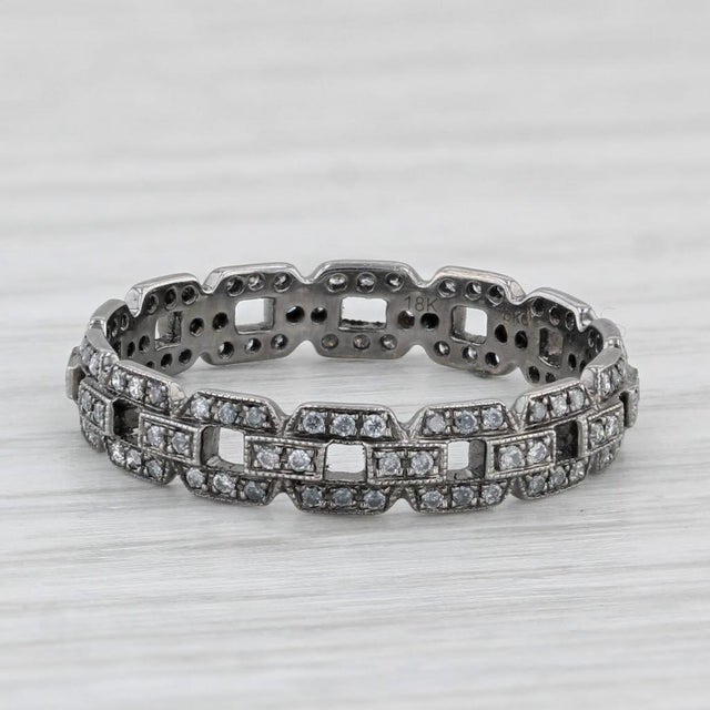 Art Deco New Beverley K 0.25ctw Diamond Stackable Ring 18k White Gold Sz 6.5 Wedding Band For Sale - Image 3 of 8