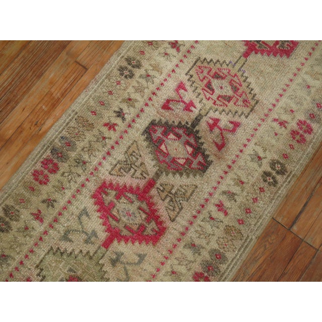 Mid 20th Century Narrow 19 Ft Pink Anatolian Runner For Sale - Image 4 of 7