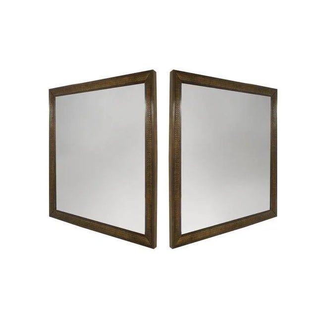 Mid-Century Modern Mahogany Caned Matching Mirrors by Edward Wormley for Dunbar, 1950s - a Pair For Sale - Image 3 of 11