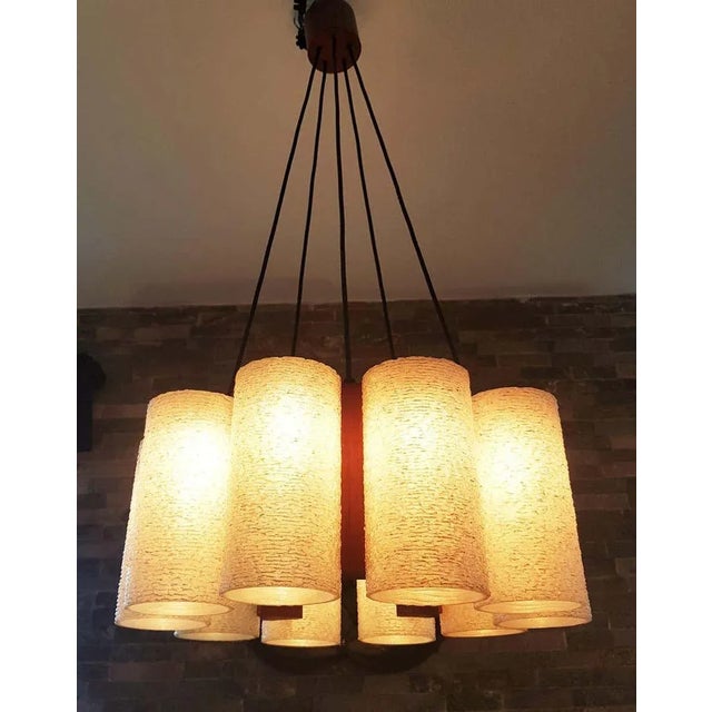 Danish Teak & Resin Chandelier, 1960s For Sale - Image 4 of 18