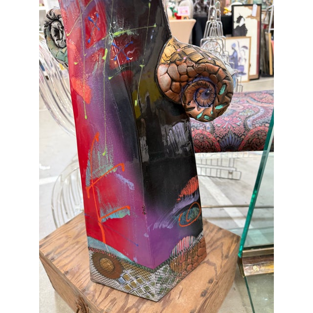 Vintage Large Abstract Sculpture Vase By Kimmberly Ioane Fine Art Pottery 24in Excellent condition no damages Huge vase by...