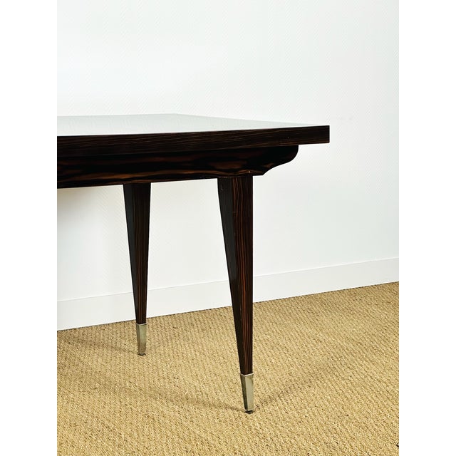 Art Deco Dining Table in Macassar Ebony with Extensions, France, 1940s For Sale - Image 13 of 18