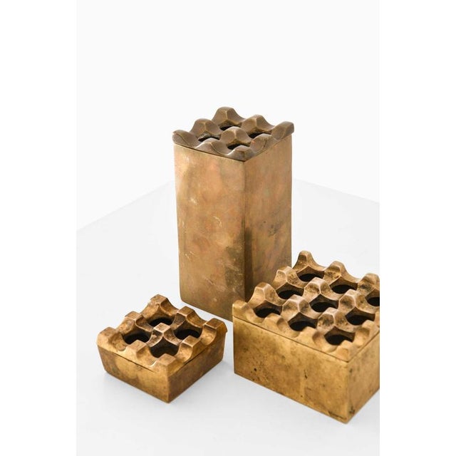 Vintage Scandinavian Ashtrays in Brass, 1960s, Set of 3 For Sale - Image 4 of 6