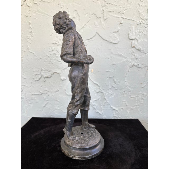 Antique Cast Metal Figure of a Young Boy in Ecstatic Pose, Early 20th Century For Sale - Image 4 of 9