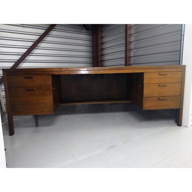 Jens Risom Walnut Carpathian Elm Burl Desk For Sale In Houston - Image 6 of 6