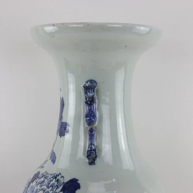 White Chinese Mid-Qing Dynasty Celadon Blue and White Vase For Sale - Image 8 of 12