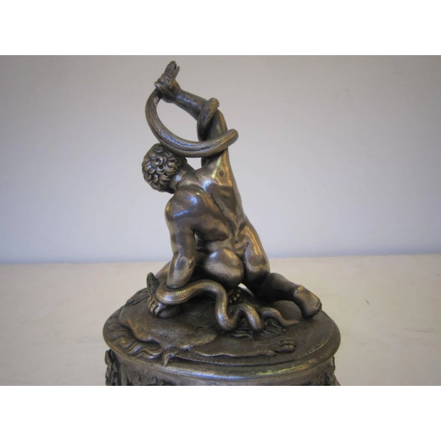 Small Sculpture of a Nude Boy on Malachite Base, Benjamin Schlick -Mid-19th Cent For Sale - Image 9 of 10
