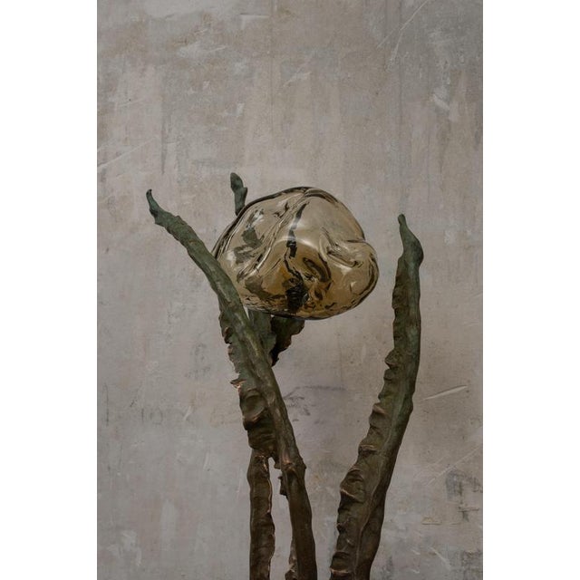 Posidoni Bronze and Handblown Glass Table Lamp by Emilie Lemardeley For Sale - Image 6 of 16