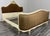 This striking Vintage French shabby chic style bed frame features an elegant upholstered headboard and footboard, a softly...