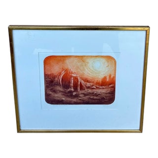 "Navajo Spirit House" Etching Roy Purcell Artist’s Proof Framed Native American For Sale