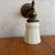 Early 20th Century Antique Industrial Brass Wall Sconce With Frosted Glass Shade For Sale - Image 5 of 13