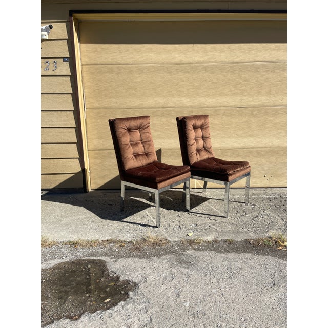 Late 20th Century Design Institute of America Chrome Side Chairs in the Style of Milo Baughman - a Pair For Sale - Image 13 of 13