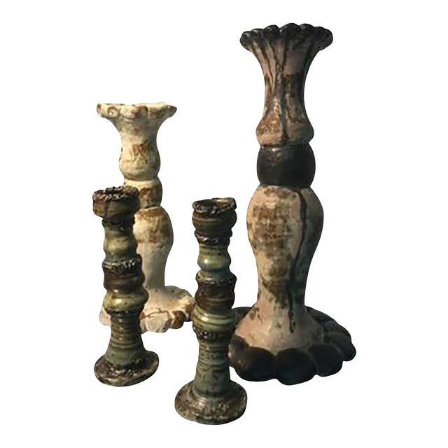 Glazed Pottery Candlesticks from the 1970s For Sale
