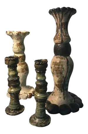 Glazed Pottery Candlesticks from the 1970s