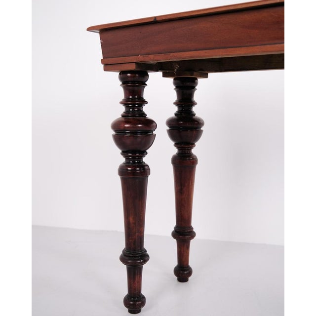 Wood Wall or Console Table in Mahogany with Carved Round Legs, 1880s For Sale - Image 7 of 10