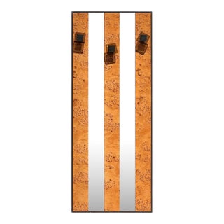 A Vintage Burl Mirror With Lucite Coat Hangers, Late 20Th Century For Sale
