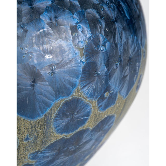 1990s Crystalline Blue Ceramic Vase by Albert Kiessling, Germany, 1996 For Sale - Image 5 of 10
