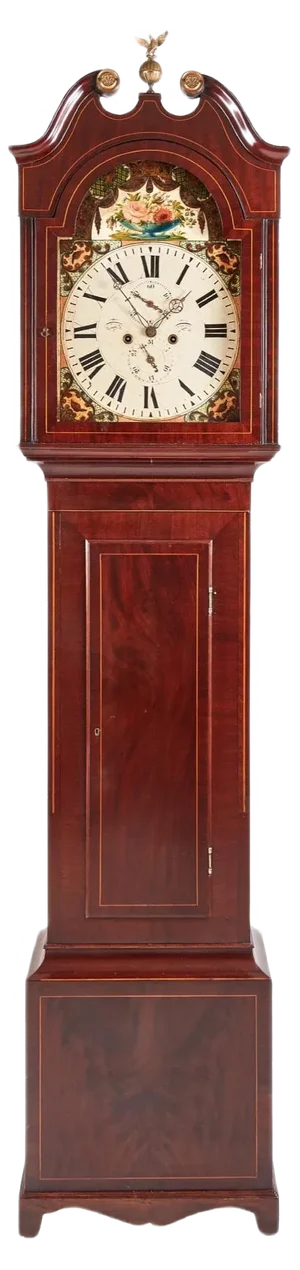 Antique George III Mahogany Inlaid Eight Day Grandfather Clock